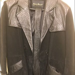 2x Ashley Stewart Black Suede & Leather Coat